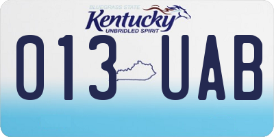 KY license plate 013UAB