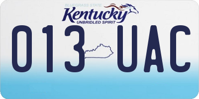 KY license plate 013UAC