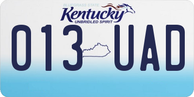 KY license plate 013UAD