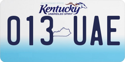KY license plate 013UAE
