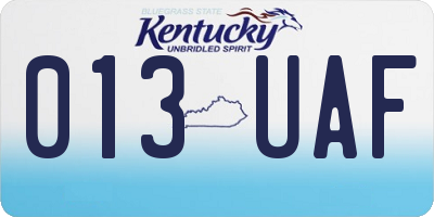 KY license plate 013UAF