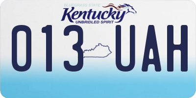 KY license plate 013UAH