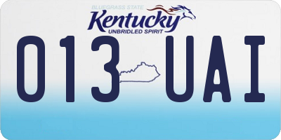 KY license plate 013UAI
