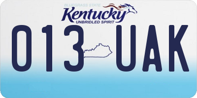 KY license plate 013UAK