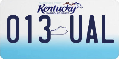 KY license plate 013UAL