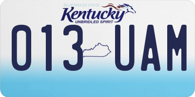 KY license plate 013UAM