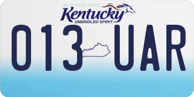 KY license plate 013UAR