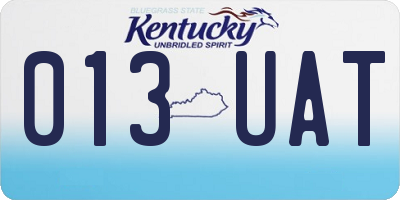KY license plate 013UAT
