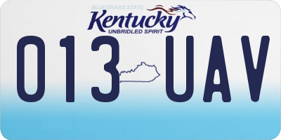 KY license plate 013UAV