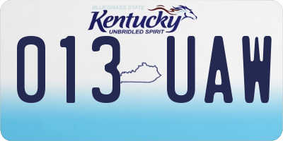 KY license plate 013UAW