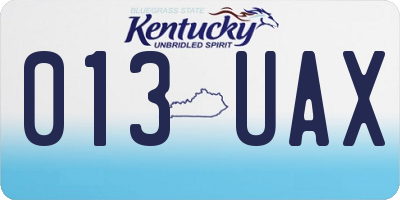 KY license plate 013UAX