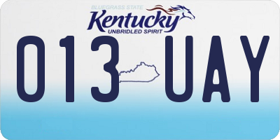 KY license plate 013UAY