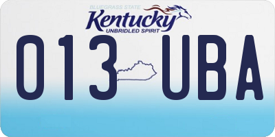 KY license plate 013UBA