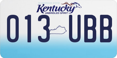 KY license plate 013UBB