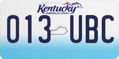 KY license plate 013UBC