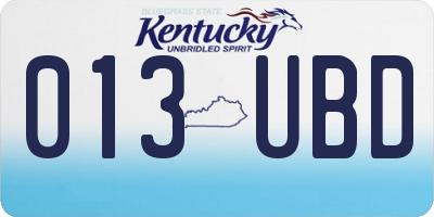 KY license plate 013UBD