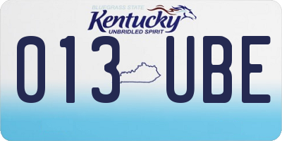 KY license plate 013UBE