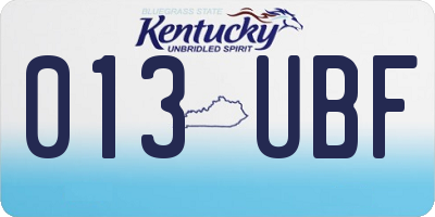 KY license plate 013UBF