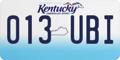 KY license plate 013UBI