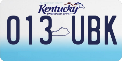 KY license plate 013UBK