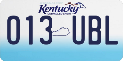 KY license plate 013UBL