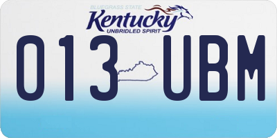 KY license plate 013UBM