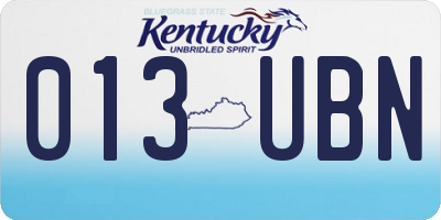 KY license plate 013UBN