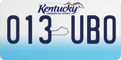 KY license plate 013UBO