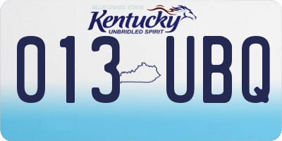 KY license plate 013UBQ