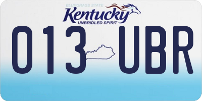 KY license plate 013UBR