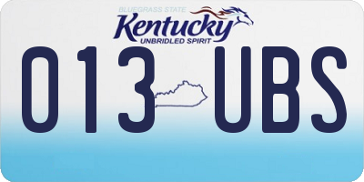 KY license plate 013UBS