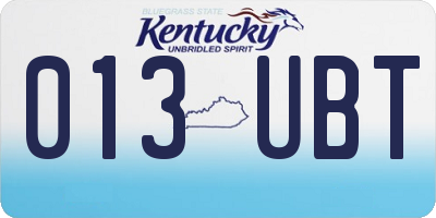 KY license plate 013UBT