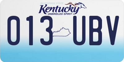 KY license plate 013UBV