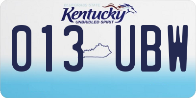 KY license plate 013UBW