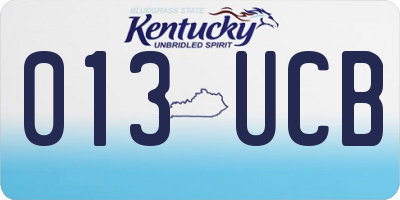 KY license plate 013UCB