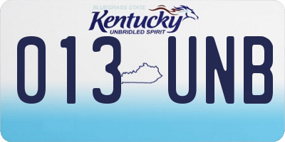 KY license plate 013UNB