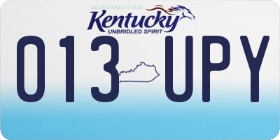 KY license plate 013UPY