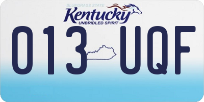 KY license plate 013UQF