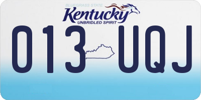 KY license plate 013UQJ