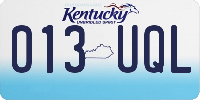 KY license plate 013UQL