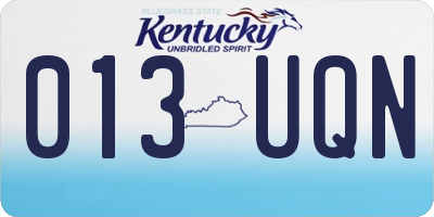 KY license plate 013UQN