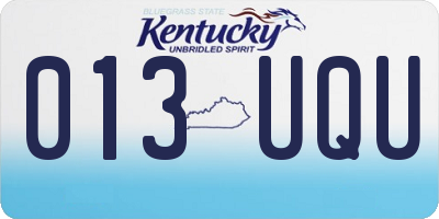 KY license plate 013UQU