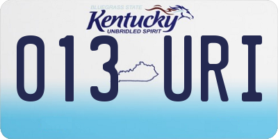 KY license plate 013URI
