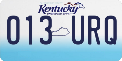 KY license plate 013URQ