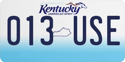 KY license plate 013USE