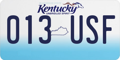 KY license plate 013USF