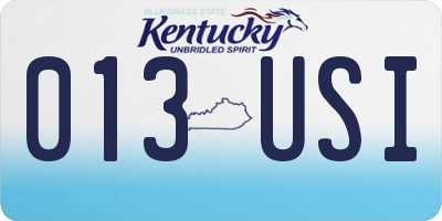 KY license plate 013USI