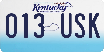 KY license plate 013USK