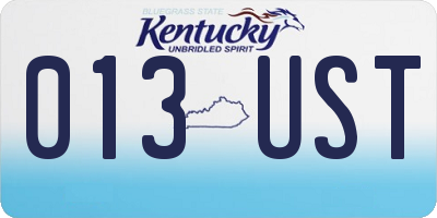 KY license plate 013UST