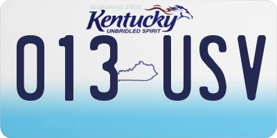 KY license plate 013USV
